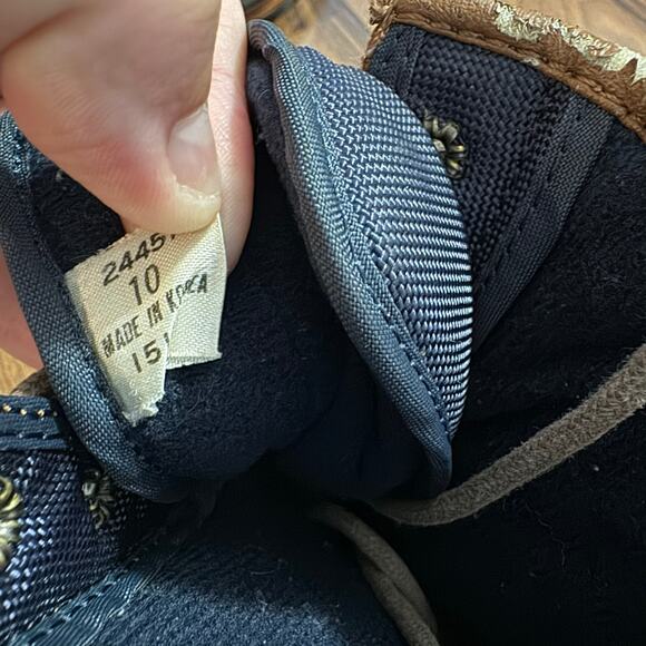 Vintage Lands' End Navy Blue & Brown Duck Boots Size 10 Rain Winter - Picture 9 of 10